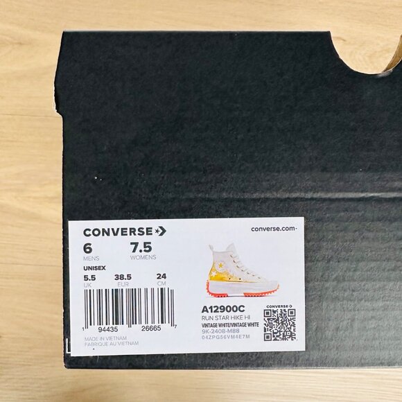 Converse Run Star Hike Hi Men Shoes Sz 6 Gold Embroidered Stars Platform A12900C - Picture 9 of 10